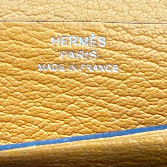 $2995 Authentic HERMES Made in FRANCE Unisex Orange Gold Leather Long Wallet - Picture 2 of 12